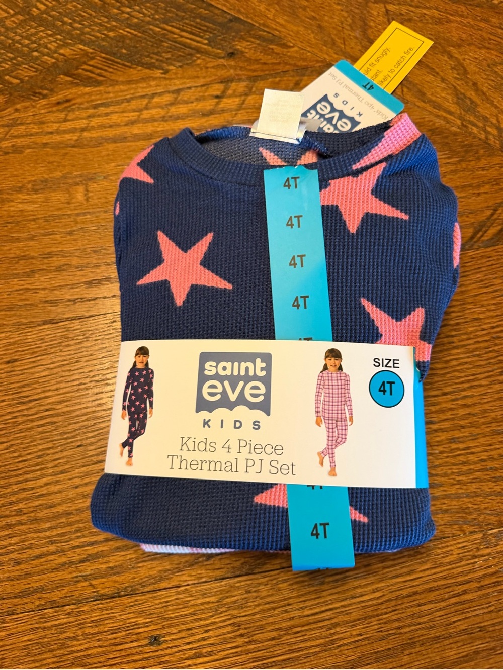 2 sets of Saint Eve Kids Navy and Pink Star Thermal PJ Set - 4T